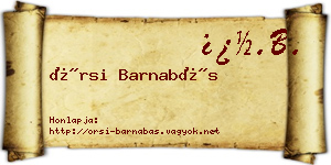 Örsi Barnabás névjegykártya